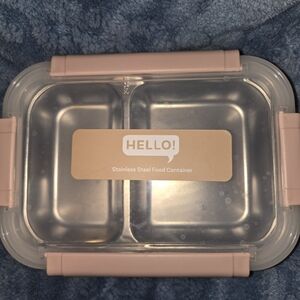 Hello! Pink Stainless Steel Food Container